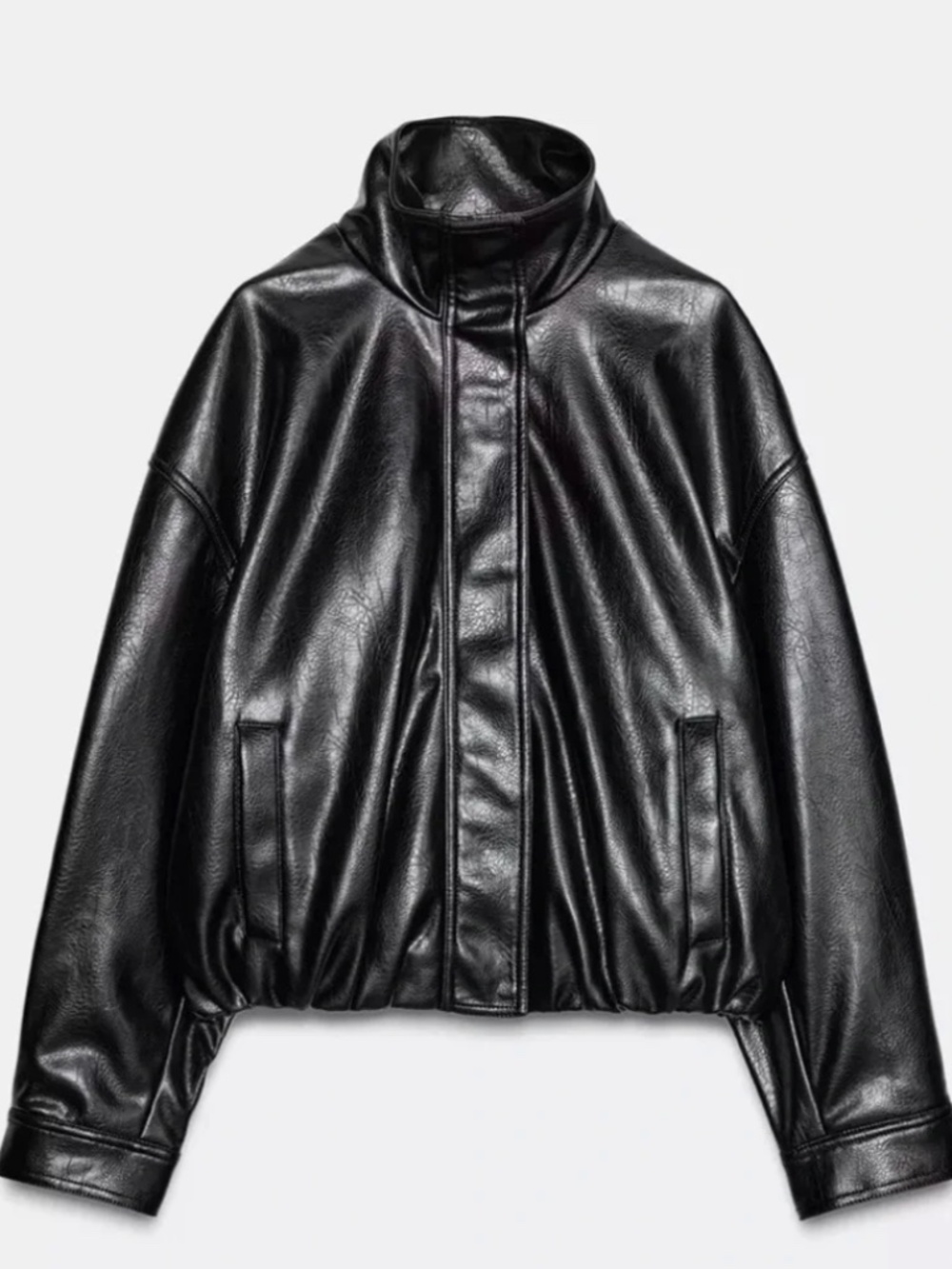 Zara High Collar Faux Leather Jacket